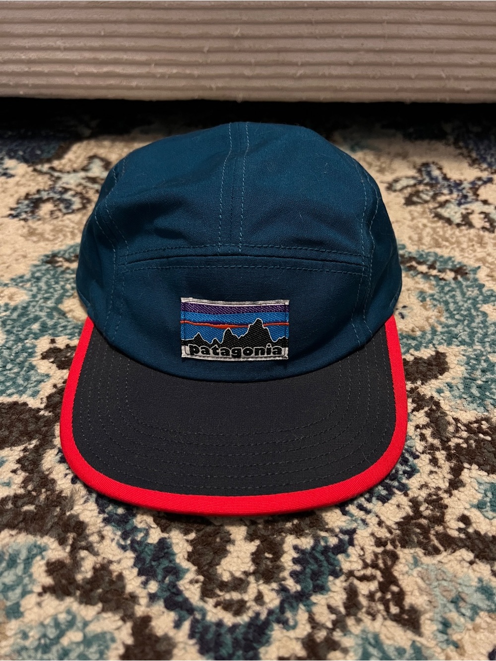 Patagonia Strap Hat Mens Fitz Roy Big Label Tradesmith 5 Panel Canvas Colorblock